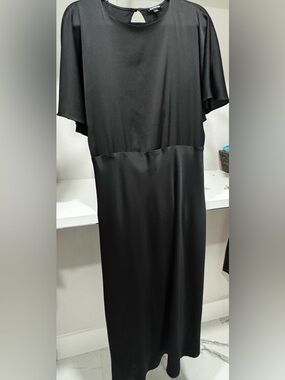Express Black Maxi Dress with Flutter Sleeves